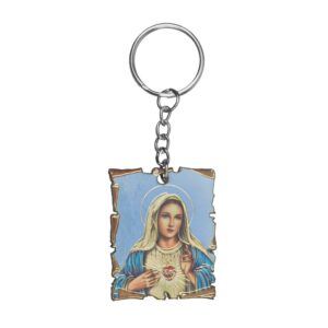 Brelok Drewno Serce Maryi
