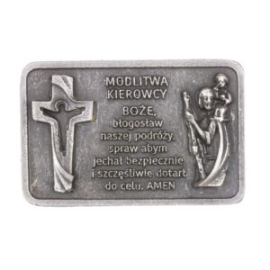 Modlitwa Kierowcy Metalowa Duża Srebrny